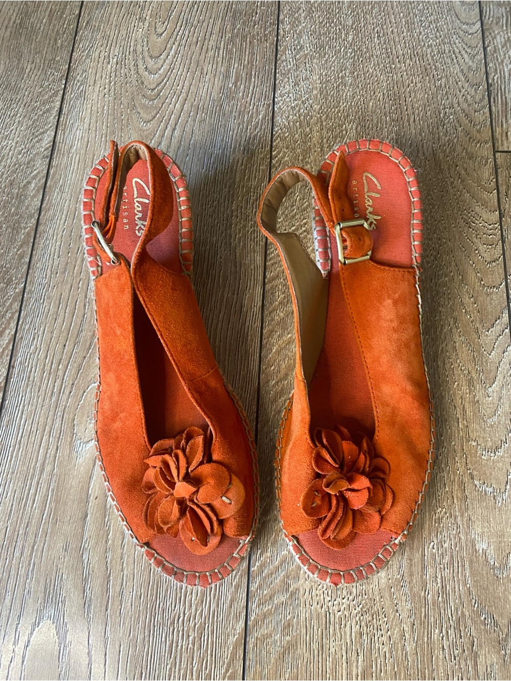 Clarks Orange Suede Slingback Summer Sandal